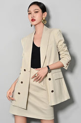 Modern Muse Textured Blazer and Skirt Suit